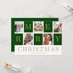 Carte de Noël en collage photo de famille dorée