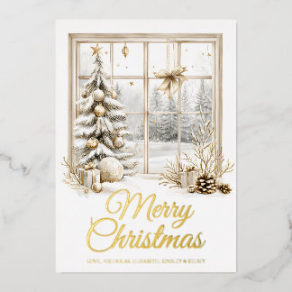Carte de Noël en feuille d'aluminium dorée pour fe