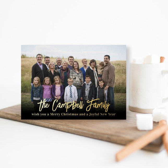 Carte de Noël en feuille métallisée Family Cheer (Créateur téléchargé)