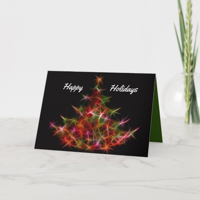 Carte de Noël en forme d'arbre de Noël fractal (Devant)