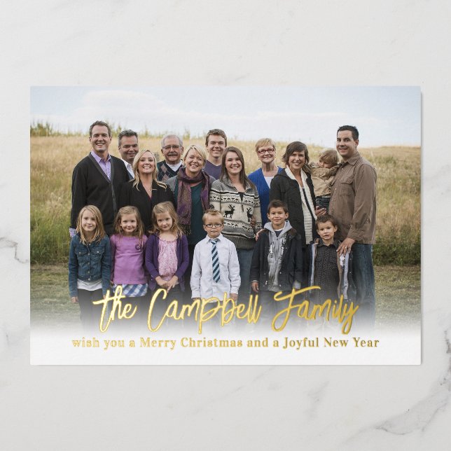 Carte de Noël en papier alu Famille Joyeuse (Recto)