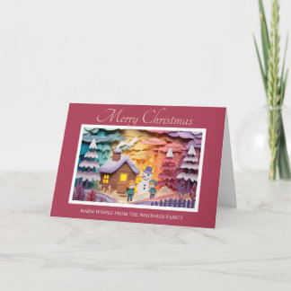 Carte de Noël en papier coupé blanc