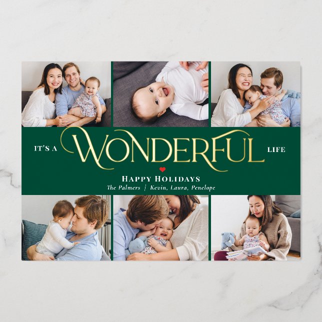 Carte de Noël en papier d'aluminium Wonderful Life (Recto)