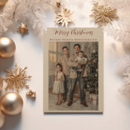 Carte de Noël en papier kraft avec photo de famill