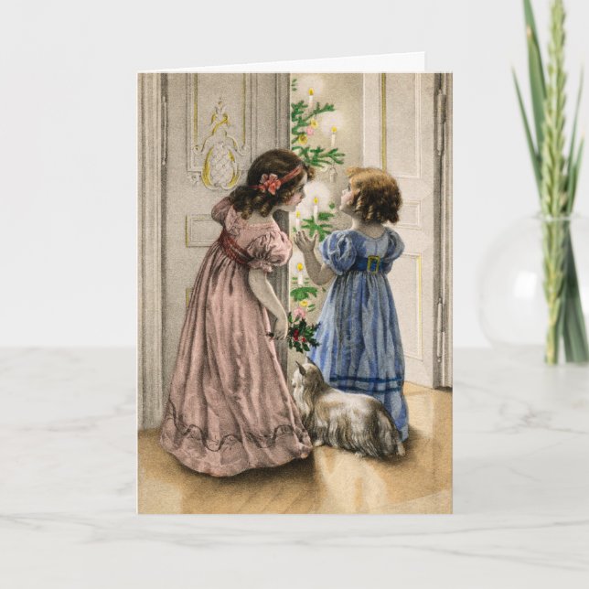 Carte de Noël Enfants Design Vintage (Devant)