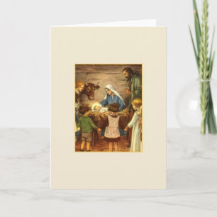 Carte de Noël Enfants vintages et Bébé Jésus