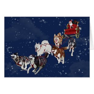 Carte de Noël enrouée tirant Sleigh de Père No