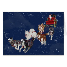 Carte de Noël enrouée tirant Sleigh de Père Noël