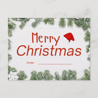 Carte de Noël Épine Chapeau de Père Noël Rouge Gra