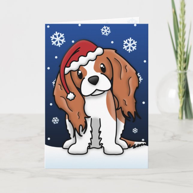 Carte de Noël Espagnole Kawaii Blenheim Cavalier (Devant)