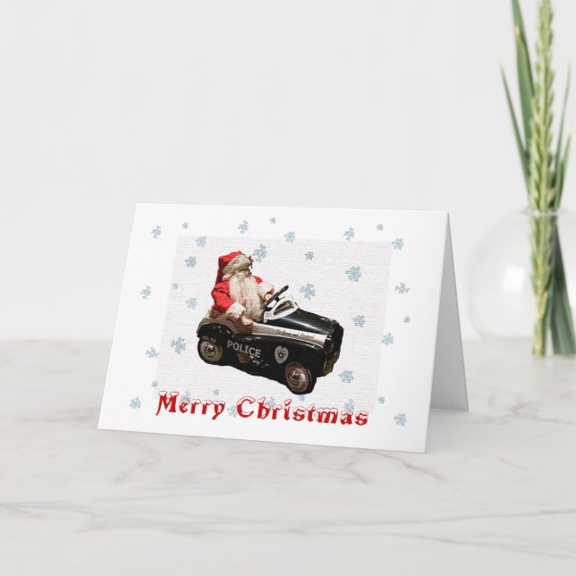 Carte de Noël et de voiture de police de Père Noël (Devant)