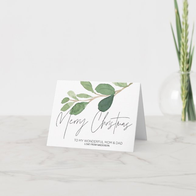 Carte de Noël Eucalyptus pour papa et maman (Devant)