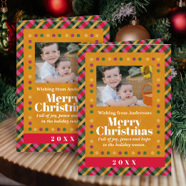 Carte de Noël familiale à carreaux de Noël Photo O