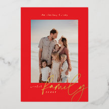 Carte de Noël Familiale à Motif de Feuille