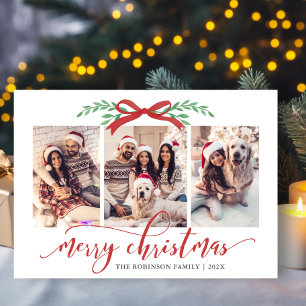 Carte de Noël familiale avec 3 photos de feuillage