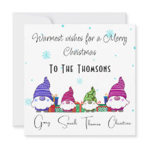 Carte de Noël familiale des Gnomes