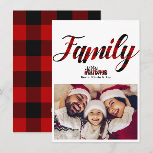 Carte de Noël familiale motif écossais