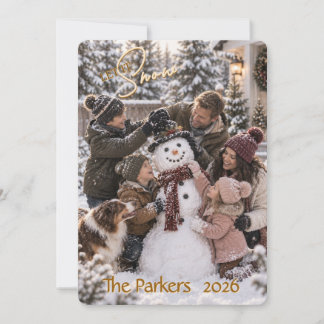 Carte de Noël familiale photo Let It Snow