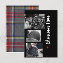 Carte de Noël famille noir et blanc