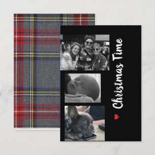 Carte de Noël famille noir et blanc