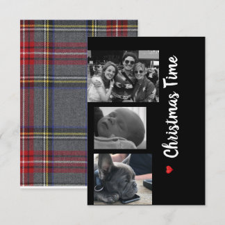 Carte de Noël famille noir et blanc