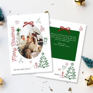 Carte de Noël Fantaisiste pour Famille avec Photo