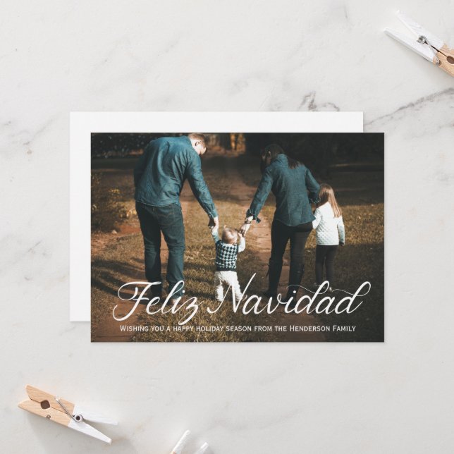 Carte de Noël Feliz Navidad (Devant/Arrière en situation)