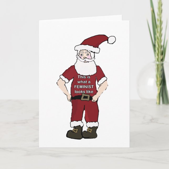 Carte de Noël féministe de Père Noël (Devant)