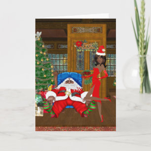Carte de Noël femme africaine américaine avec Père
