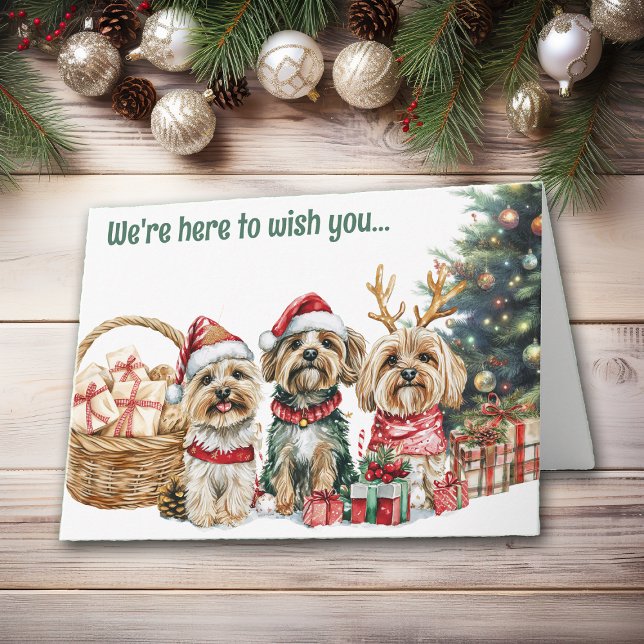 Carte de Noël Festif Aquarelle Lhasa Apso Chiens (Créateur téléchargé)