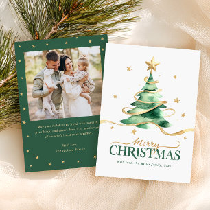 Carte de Noël festive à l'arbre en aquarelle
