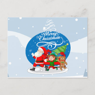 Carte de Noël festive avec le Père Noël et ses ami