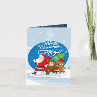 Carte de Noël festive avec le Père Noël et ses ami