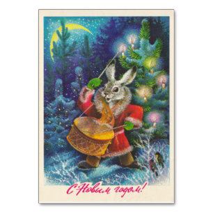 Carte de Noël festive avec lièvre et tambour