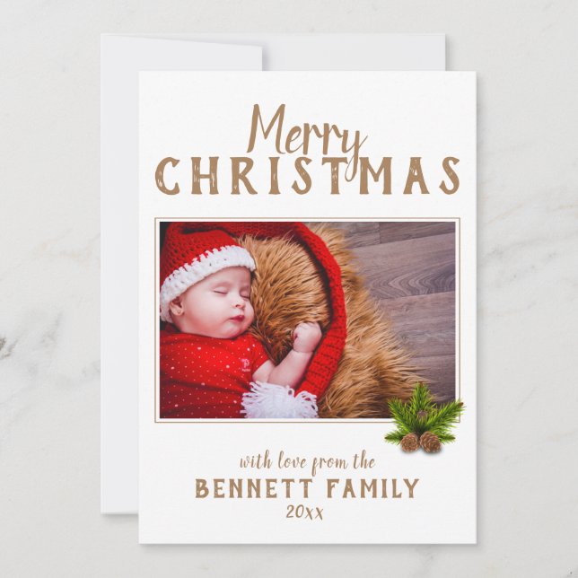 Carte de Noël festive avec texte Joyeux Noël en éc (Devant)