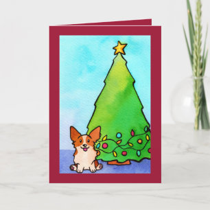 Carte de Noël Festive Corgi Decorator