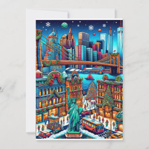 Carte de Noël Festive New York City Lights