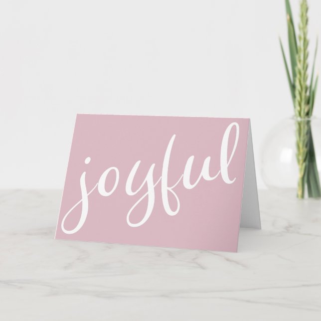 Carte de Noël festive rose pastel écriture (Devant)