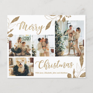 Carte de Noël Feuille photo Elegant Budget