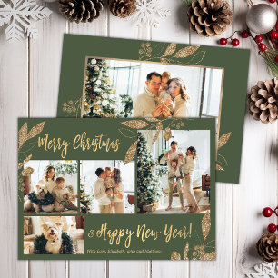Carte de Noël Feuille photo Elegant Budget
