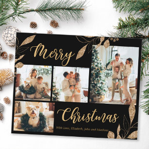 Carte de Noël Feuille photo Elegant Budget