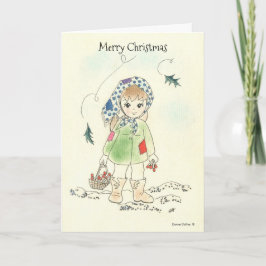 Carte de Noël fille petite allumette
