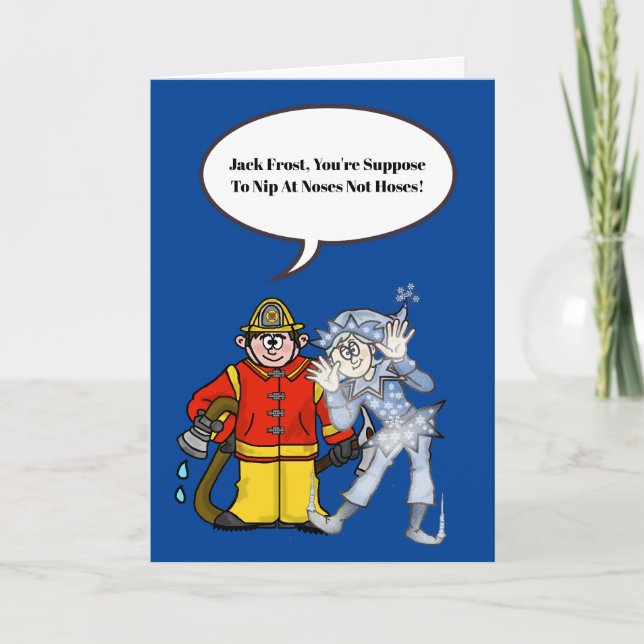 Carte de Noël Fireman et Jack Frost (Devant)