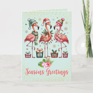 Carte de Noël Flamant Tropical