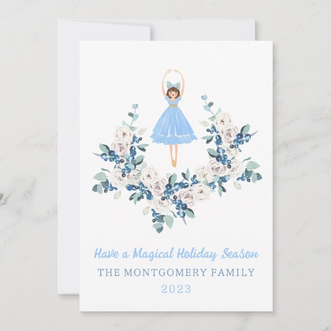 Carte de Noël Fleur de Casse-Noisette Ballerine (Devant)