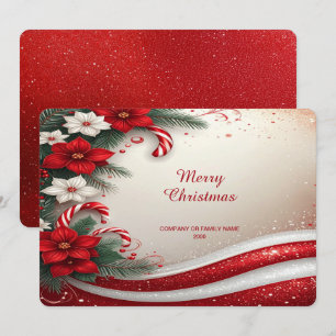 Carte de Noël Fleurie Canne à Sucre Fêtes