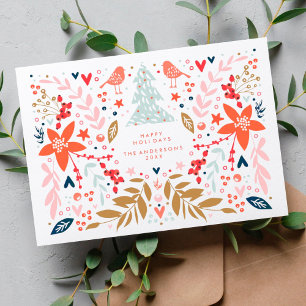 Carte de Noël Fleurie et Joliment Fériée
