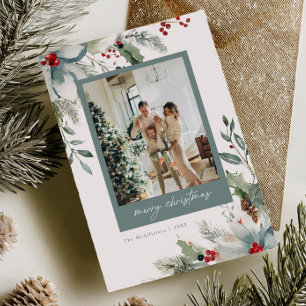 Carte de Noël florale aquarelle festive de rêve
