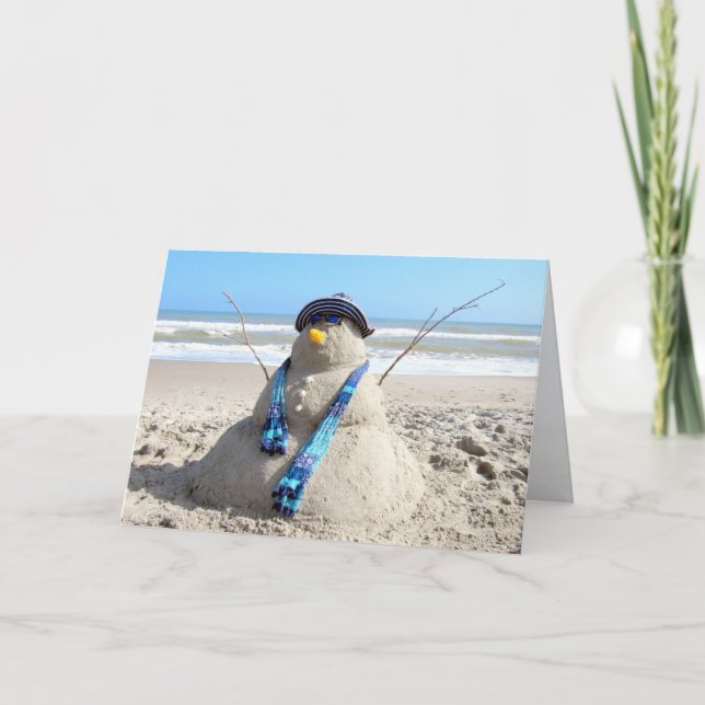 Carte de Noël Florida Snow Woman Beach (Devant)