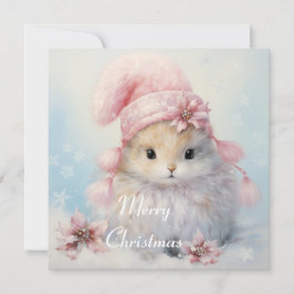 Carte de Noël Fluffy Bunny adorable